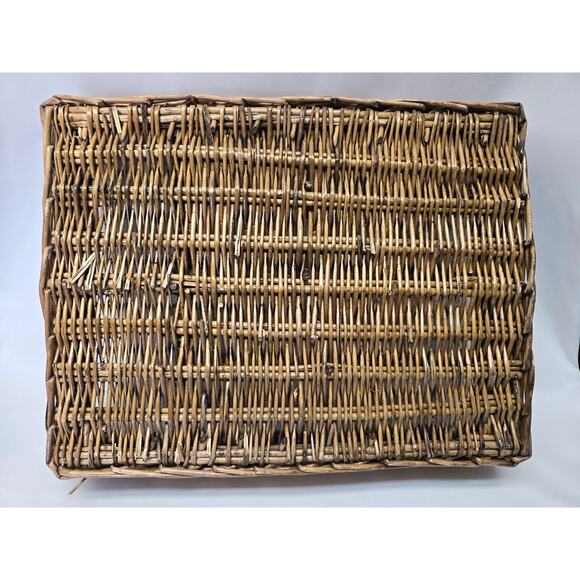 Rectangle Wicker Silverware Tray Organizer 5 Compartments Utensil Holder Spoon - Picture 2 of 8